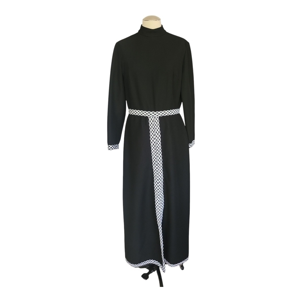 VTG 70s Bleeker Street Elegant Black and White Women's Dress